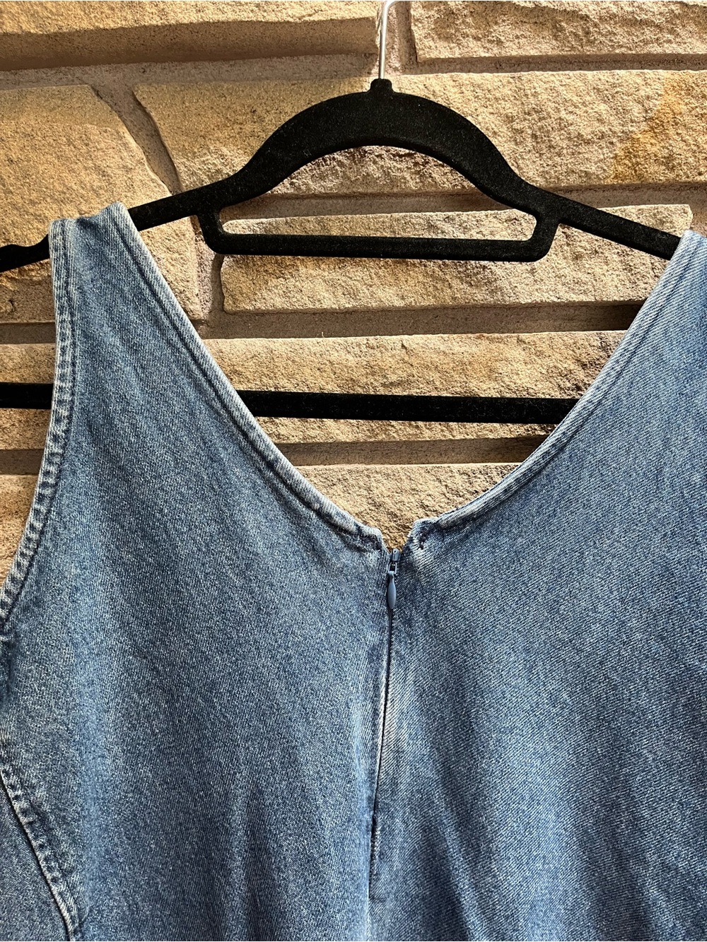 GAP Indigo Blue Denim Scoop Tank Dress Pockets Jumper Size 14 Petite - Picture 8 of 10